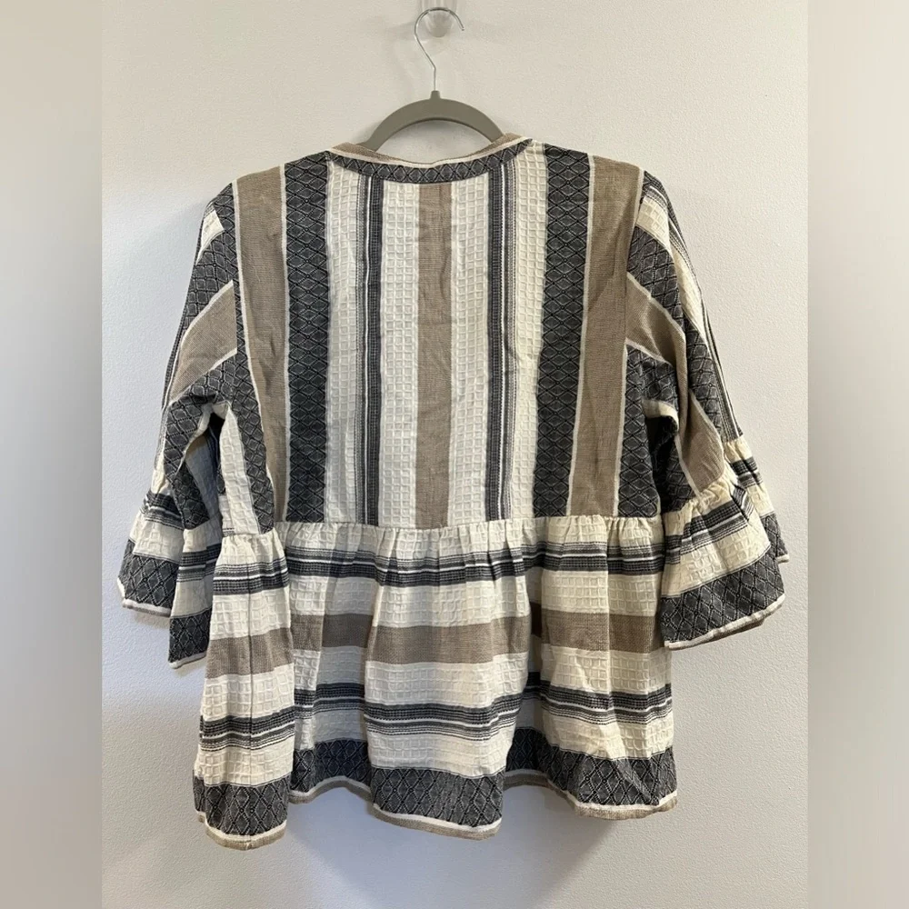 THML Beige and Gray Striped Top - Picture 9 of 11